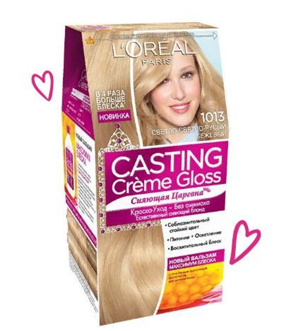 L'Oreal Paris Краска для волос Casting Creme Gloss, тон №1013, Светло-светло-русый бежевый, 180 гр