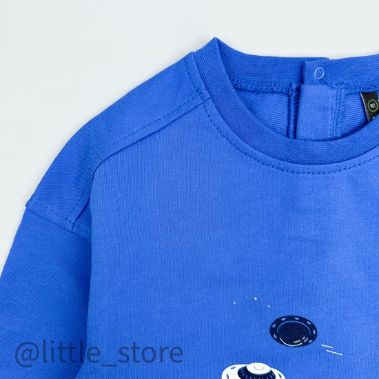 Свитшот из футера "Космические брызги" ярко-голубой