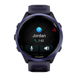 Спортивные часы Garmin Forerunner 570, 47 мм, силиконовый ремешок цвета «полупрозрачный фиолетовый»/индиго Алюминиевый безель цвета индиго, AMOLED-дисплей с Gorilla Glass 3. Ремешок с классической застёжкой — на запястье обхватом 135–205 мм