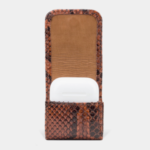 Чехол для наушников Petit из кожи питона, цвета коньяк