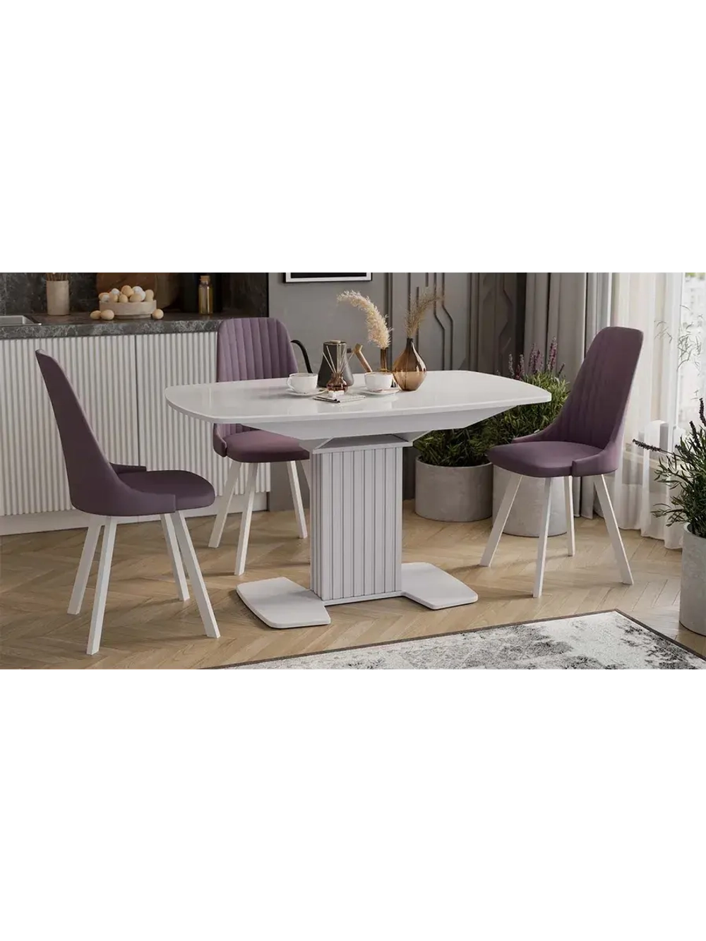 Стол кухонный Белый глянец 130(162)х80х75 см