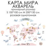 Стикеры КАРТА МИРА АКВАРЕЛЬ английская версия