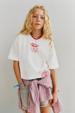 ZARA ФУТБОЛКА С ПРИНТОМ SMILEYWORLD ®, БЕЛЫЙ