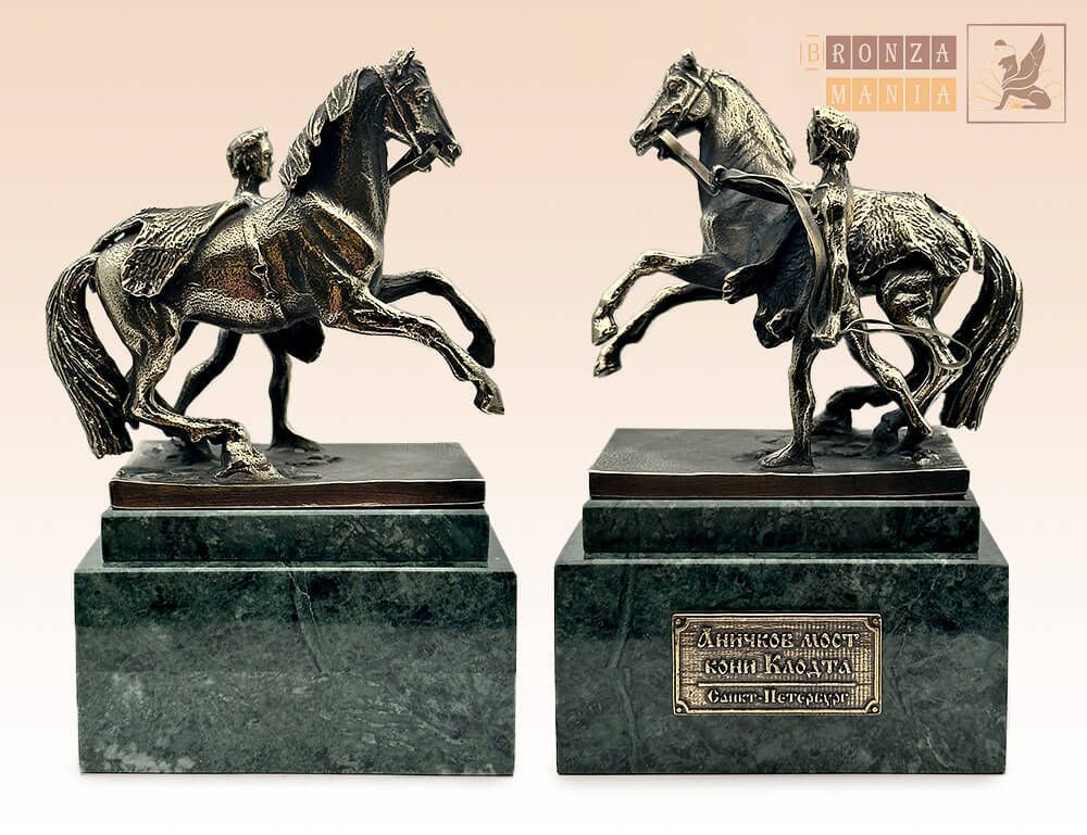 статуэтка Аничков мост на змеевике, кони Клодта (вариант 4)