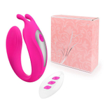 Розовый изогнутый вибромассажер с усиками (Цвет: розовый)