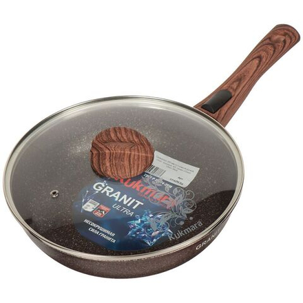 Сковорода алюминий, 26 см, антиприг, Kukmara, Granit Ultra, красн, сга263а, с крыш, съем руч