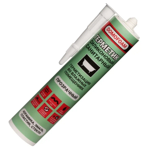 Герметик санитарный силиконовый для ванной, 260мл DOMOFOAM, прозрачный (Импорт)