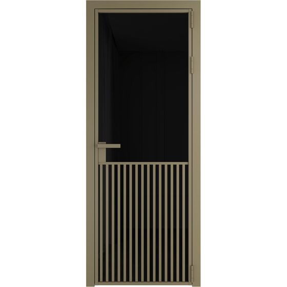 Алюминиевая дверь 15AG шампань стекло чёрный триплекс