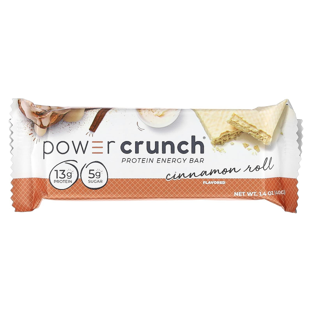 BNRG, Power Crunch, протеиновый энергетический батончик, булочка с корицей, 12 батончиков по 40 г (1,4 унции)