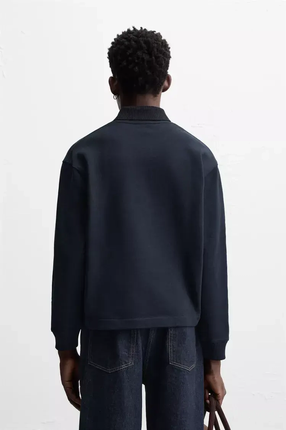 ZARA ТОЛСТОВКА С КОНТРАСТНЫМ ШНУРКОМ, МОРСКОЙ СИНИЙ