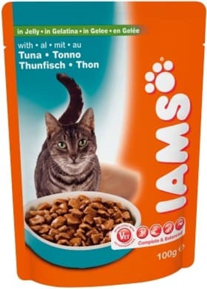 IAMS Cat Pouch корм для взрослых кошек с тунцом 100 г в желе