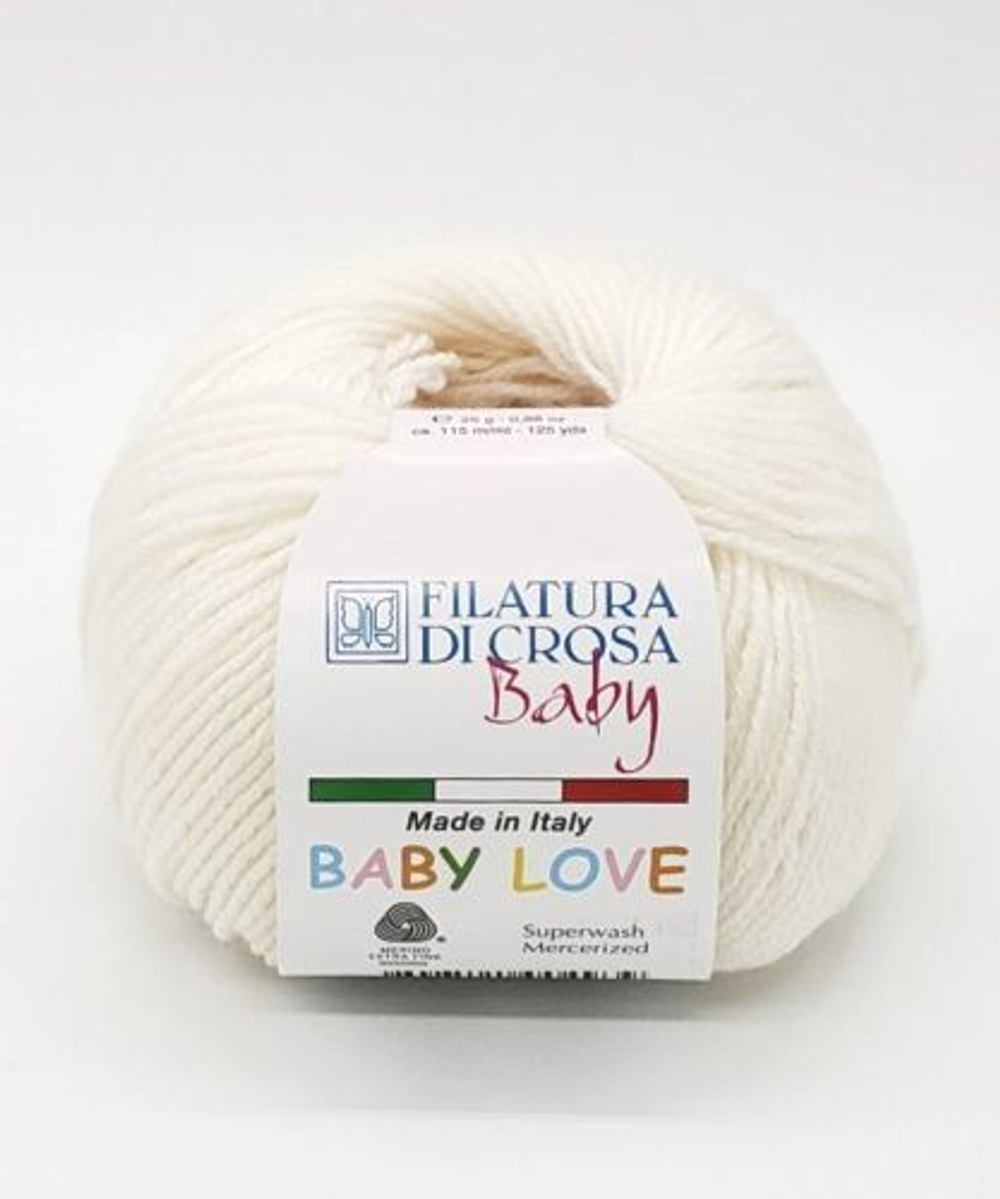 Пряжа Baby Love Filatura di Crosa цв. молочно-белый состав: 100% Экстра тонкая мериносовая шерсть супервош