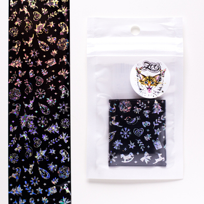 Фольга переводная 4*50 см новогодняя чёрная серебро