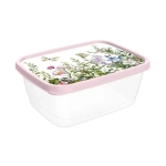 Контейнер для продуктов прямоугольный 0,85л с декором Цветущий луг, Светло-розовый