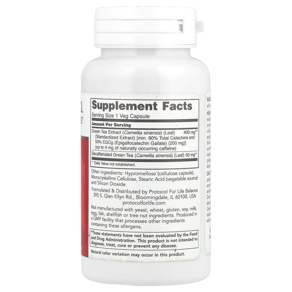 Protocol for Life Balance, EGCg, экстракт зеленого чая, 90 растительных капсул