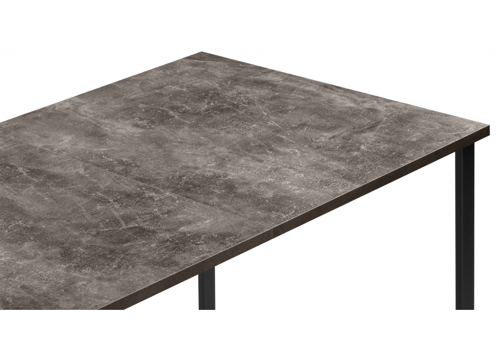Стол деревянный Woodville Лиман 117 (157) x 77 бетон темный, черный матовый, ножки черные