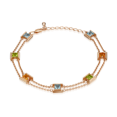 Браслет из красного золота с миксом камней