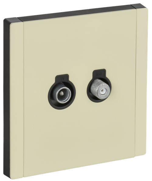 FORTE&PIANO Розетка двойная TV+SAT FP838M металл серый сланец IEK