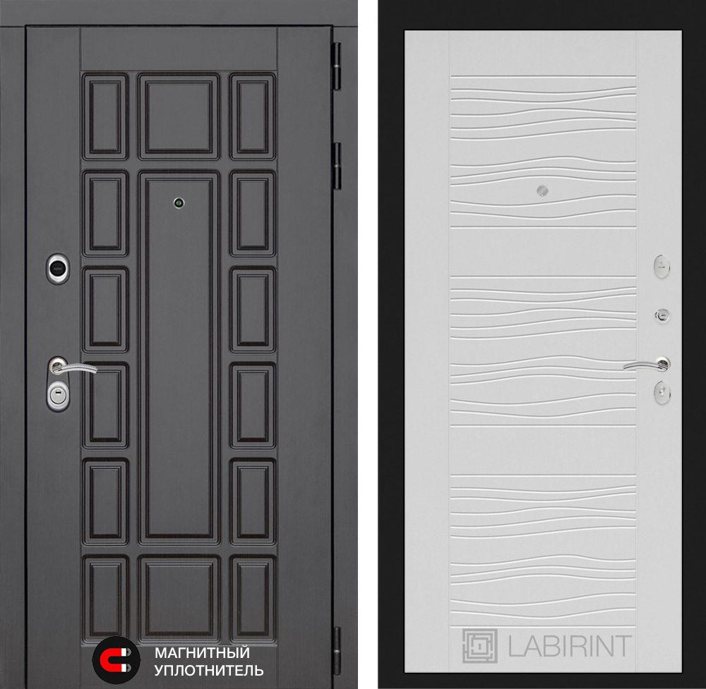 Дверь входная Лабиринт Нью-Йорк 06 - Белое дерево металлическая