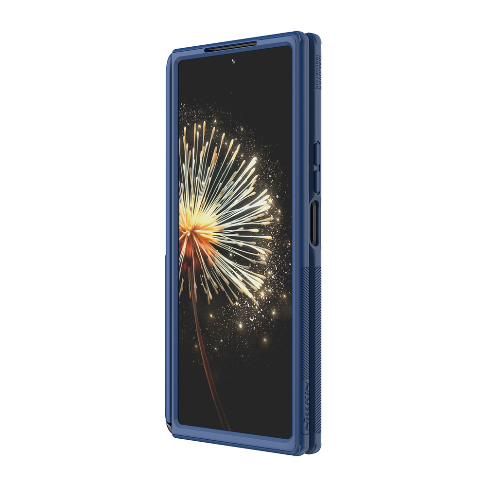 Чехол синего цвета на Xiaomi Mix Fold 3 от Nillkin, серия Super Frosted Shield Fold-Bracket Version, версия с подставкой