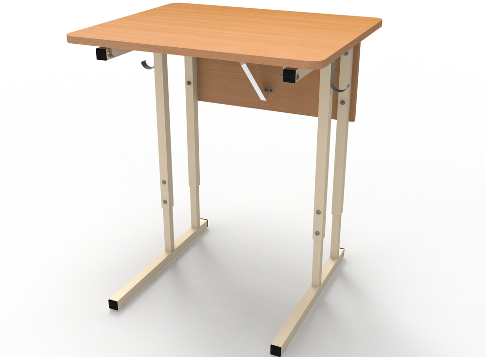 Парта школьная 1-местная, регулировка высоты, углы закруглены, с наклоном столешницы