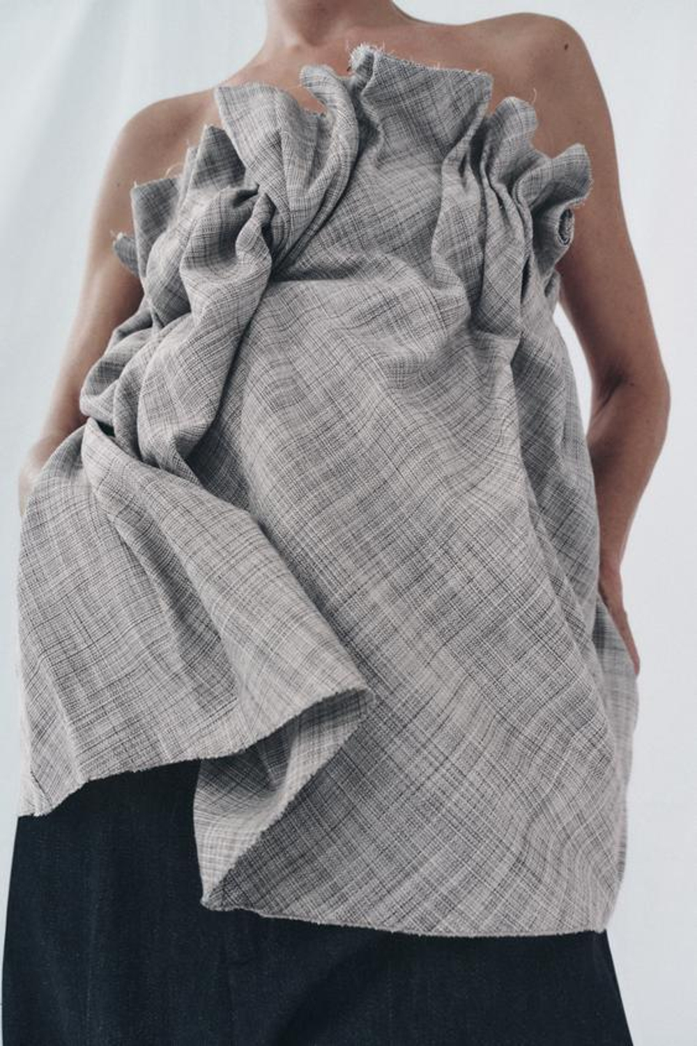 ZARA ТОП СО СБОРКАМИ И ОТКРЫТЫМИ ПЛЕЧАМИ — ZW COLLECTION, РАЗНОЦВЕТНЫЙ