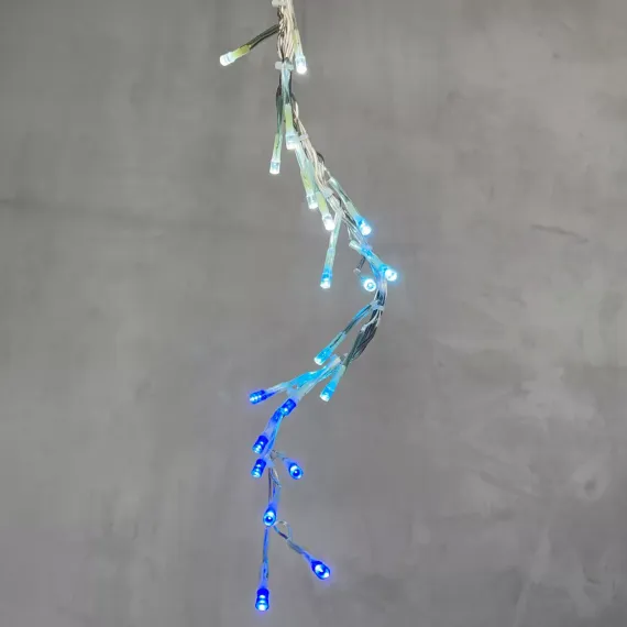 Светодиодная бахрома с эффектом бегущий огонь 1.75*0.4м., 24V, 160 LED ламп бело - синего цвета, прозрачный провод, Beauty Led (ESI160-SH10-1WB)