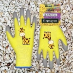 Перчатки нейлоновые детские «Little gardener-Жирафик» с полиуретановым покрытием полуоблитые, желтые L р-р ДоброСад