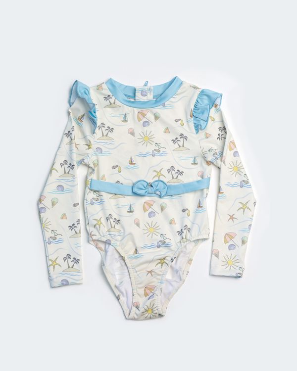 Купальник детский QAZAQ SOUL слитный с длинным рукавом Пальмочки