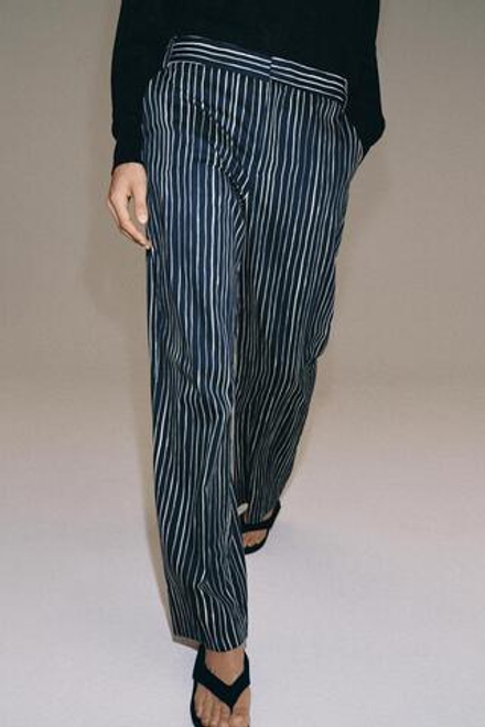 ZARA БРЮКИ В ПОЛОСКУ — ZW COLLECTION, МОРСКОЙ СИНИЙ