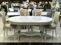 Стол обеденный Юкка (дуб/тон 1 с золотой патиной/ножка Люкс-1) 105х170(215/260/305)