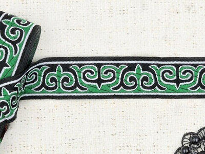 Тесьма жаккард, ш. 3,2 см, зелёный