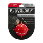 Playology  жевательный мяч SQUEAKY CHEW BALL 6 см для собак мелких и средних пород с пищалкой и с ароматом говядины, цвет красный