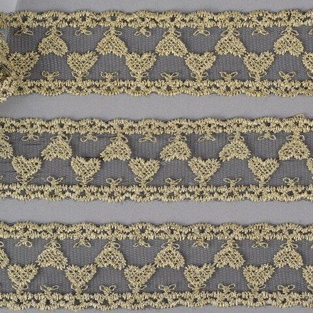 Кружево на сетке  10347 шир.45 мм цв.черный/золото упак13,71м