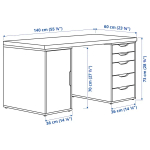 Письменный стол с ящиками - IKEA LAGKAPTEN / ALEX  ЛАКГАПТЕН / АЛЕКС ИКЕА, 140x60 см, белый