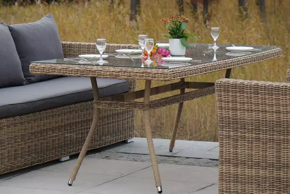 "Моккачино" обеденная группа из искусственного ротанга, цвет соломенный