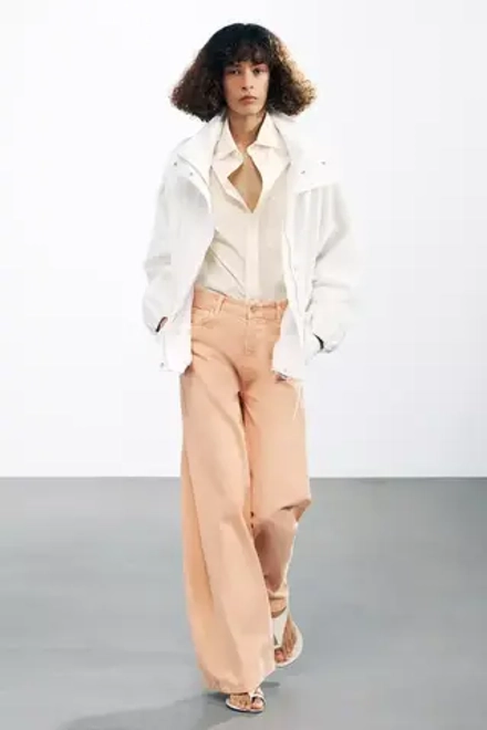 ZARA КУРТКА ОВЕРСАЙЗ С КАРМАНАМИ — ZW COLLECTION, ЖЕЛТОВАТО-БЕЛЫЙ