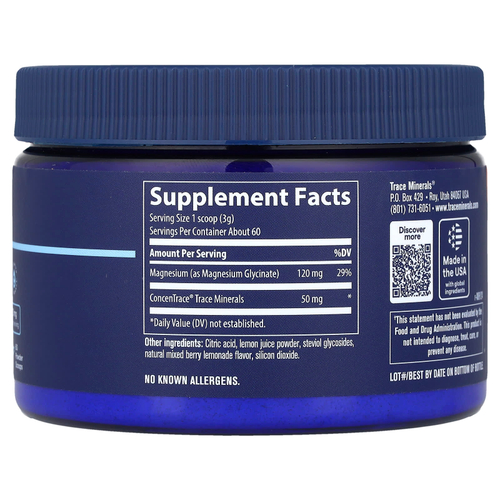 Trace, глицинат магния, в порошке, со вкусом ягод и лимонада, 180 г (6,35 унции)