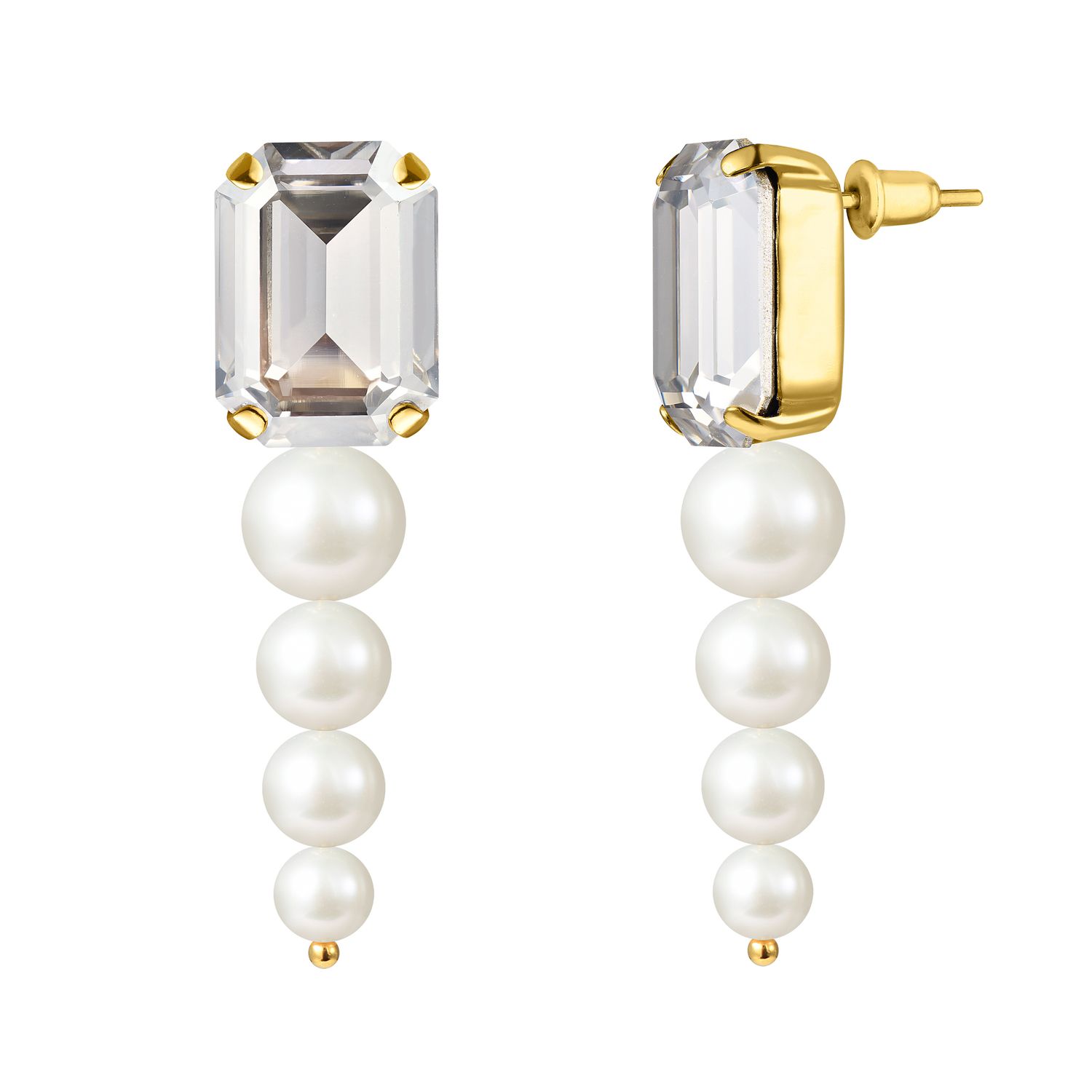 Серьги Octagon Pearl Gold Earrings