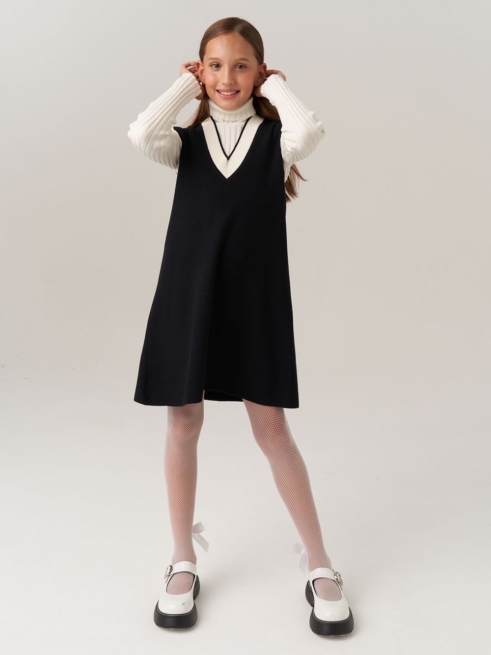 Сарафан школьный для девочки AT974 черный
