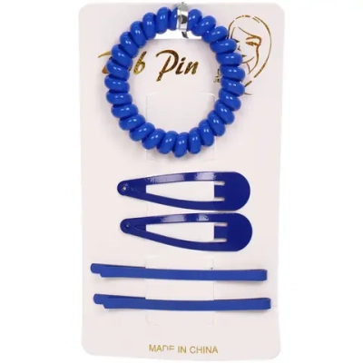 Набор аксессуаров для волос «Margo», 2 зажима, 2 невидимки, 1 резинка, цвет синий, d-5 см, 5,5*1,5 см