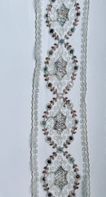 Кружево тонкое на сетке цветное ш-8см Франция. (хлопок/шелк). 1 м