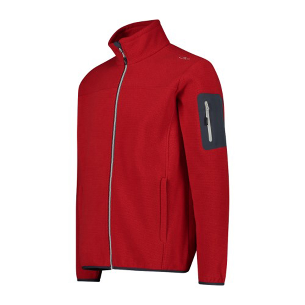 Толстовка флисовая CMP Men's jacquard Knit-Tech fleece with rhombus motif, артикул 38H2237, цвет FERRARI (C580)