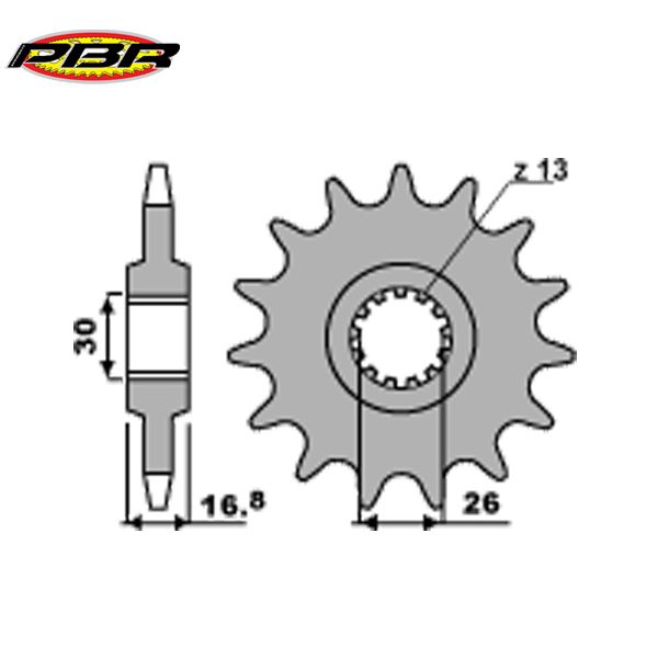 PBR 347MC16 звезда передняя (ведущая), 16 зубьев