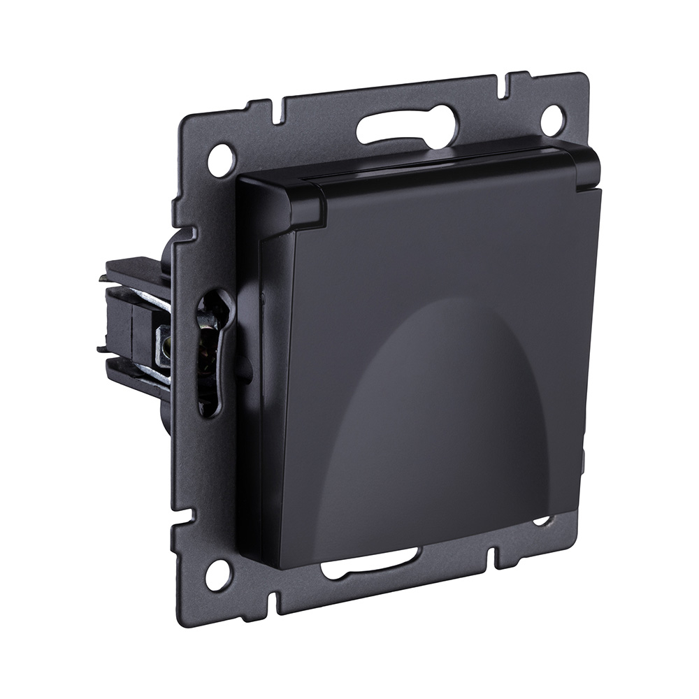 Розетка штепсельная SCHUKO 16A/250 В с крышкой, черный матовый Kollinger REA-006BM для Aspekt, Eleganz, Reflex