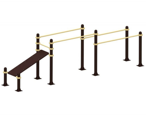 Спортивные уличные брусья + скамья для пресса YSK52