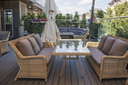 "Гляссе" диван трехместный из искусственного ротанга, цвет соломенный