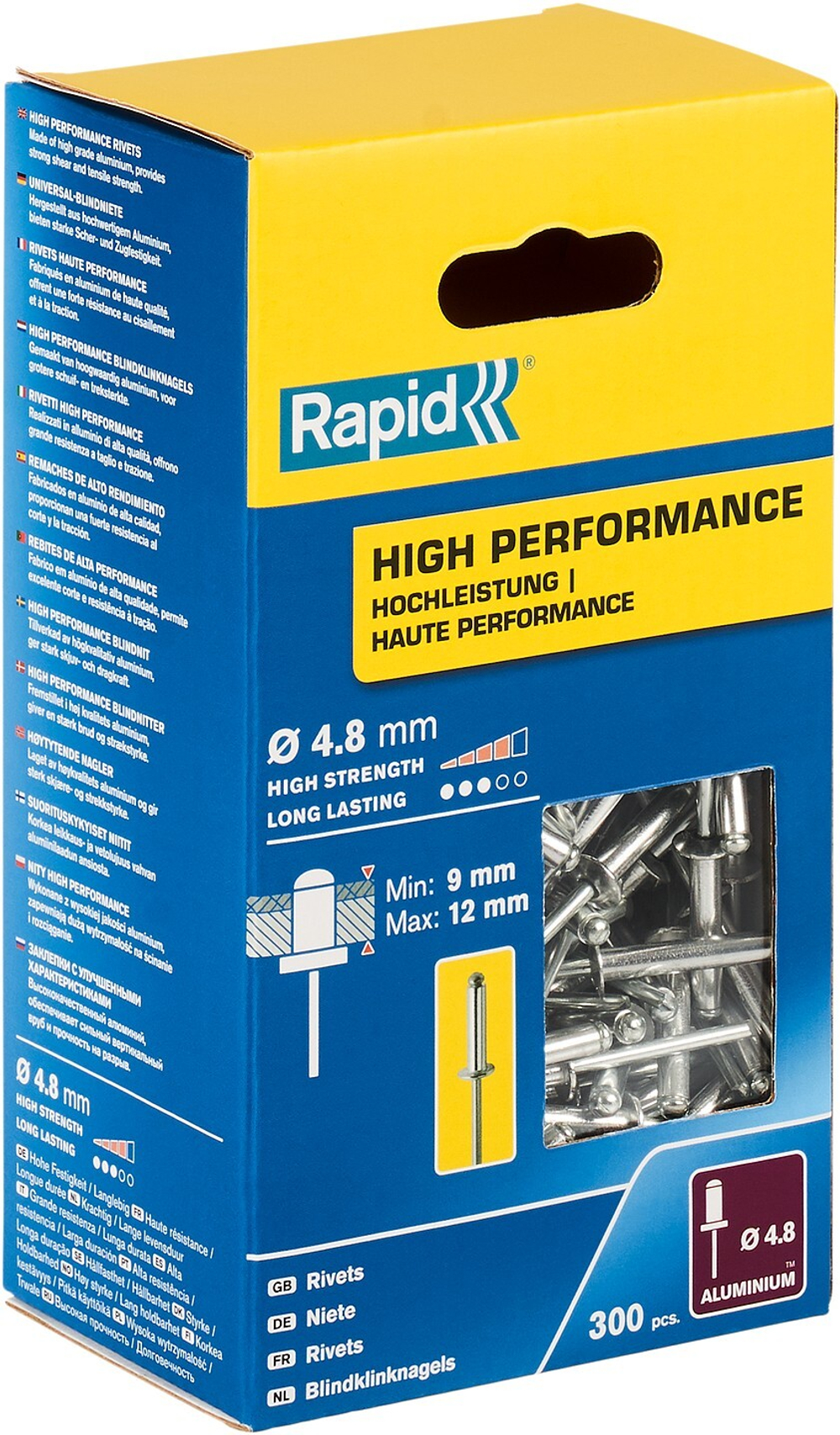RAPID R:High-performance-rivet, 4.8 х 16 мм, 300 шт, алюминиевая высокопроизводительная заклепка (5001438)