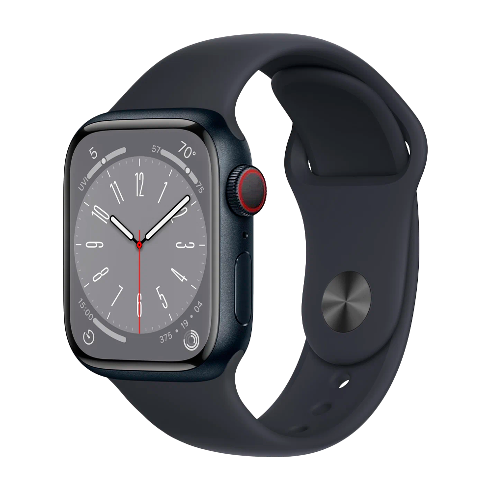 Умные часы Apple Watch Series 8 GPS + Cellular, 41mm, Aluminium Case with Sport Band S/M, Midnight (Тёмная ночь) MNUV3