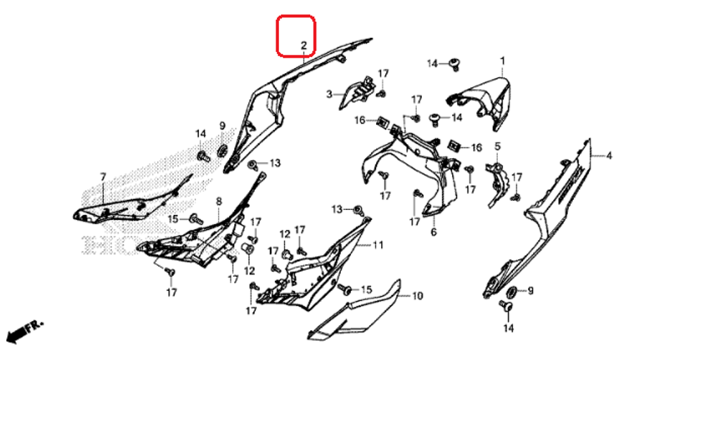 77240-MJW-J20ZF. COWL SET, R. RR. (WL) *TYPE4*. Fairing Honda CBR500 2016-2017-2018. Orange black